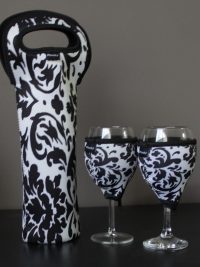 Single Wine or Champagne Bottle Carrier and 2 Wine Glass Coolers