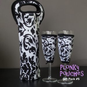 Single Wine or Champagne Bottle Carrier and 2 Champagne Glass Coolers