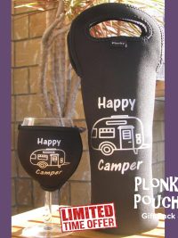 Happy Camper – Single Wine or Champagne Bottle Carrier & Glass Cooler LIMITED STOCK